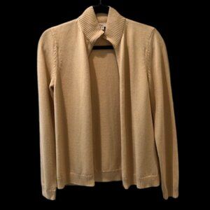 SOLD Lafayette 148 New York Cotton-Silk Tape Fitted Bomber Sweater